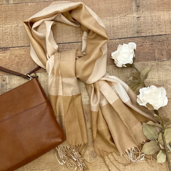 Accessories - PASHMINA Scarf in Wide Warm Color Plaid